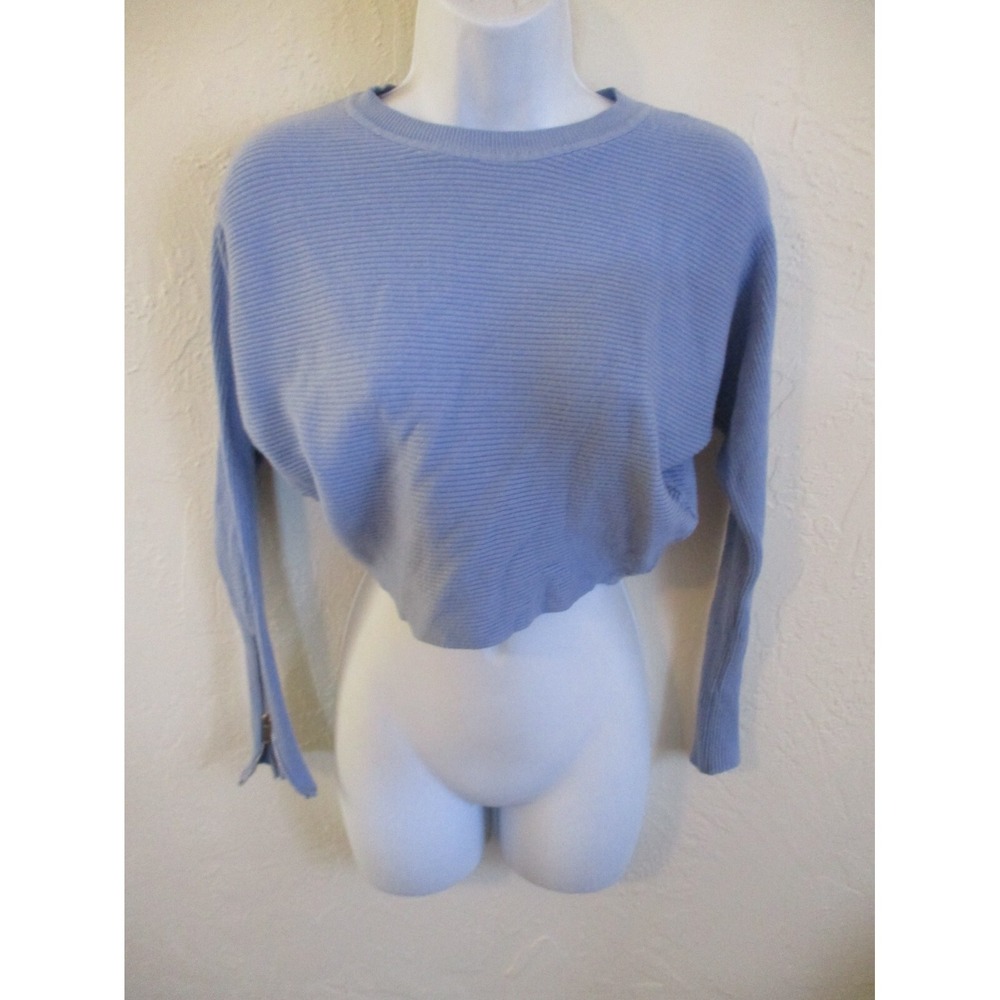 Carmen Marc valvo blue sweater zipper sleeve top size small dolman sleeve